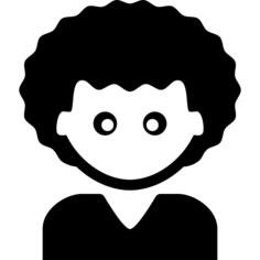 Young man with short black curly hair