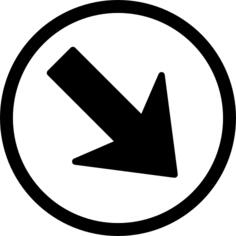 Arrow pointing down right in a circle
