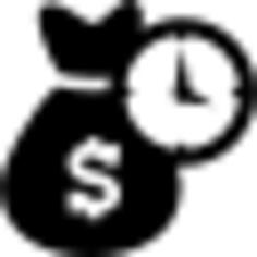 Dollars money bag with a clock