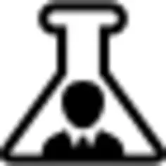 Businessman in a lab flask experimentation symbol