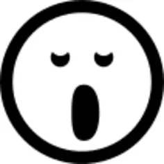 Yawning emoticon face in rounded square with open oval mouth and closed small eyes