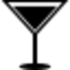 Drink elegant glass of triangular shape full of liquid