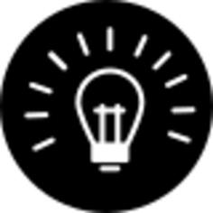Lightbulb on outline inside a circle