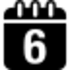 Calendar on day 6 interface symbol of rounded square black spring tool