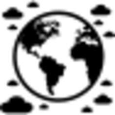 Earth symbol with clouds around