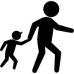 Criminals silhouettes of an adult with a child