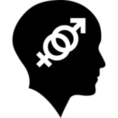 Bald head with sex symbols
