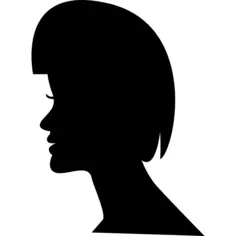 Female short hair on head silhouette