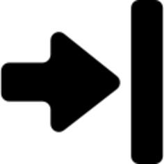 Right arrow symbol pointing a vertical line