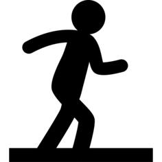 Person silhouette in walking position on a floor
