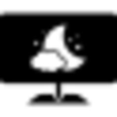 Computer sleep mode monitor screen symbol with a night image