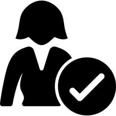 Woman searching job verified symbol