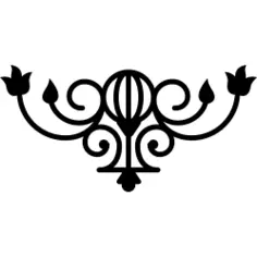 Flower bud design with vines and leaves silhouette