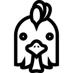 Cock head frontal view with the crest outline