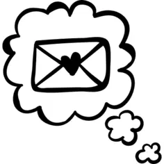 Thought bubble with a love letter