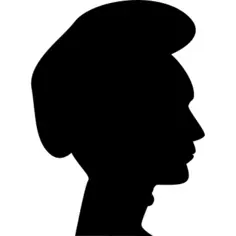 Man head with a hat side view silhouette