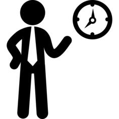 Businessman standing with a clock