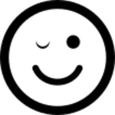 Wink emoticon of rounded square face