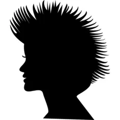 Short hair on female head silhouette