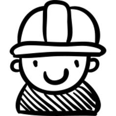 Constructor worker hand drawn person