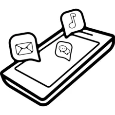 Cellphone perspective with apps icons on screen