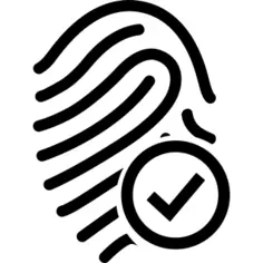 Fingerprint outline with check mark