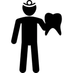 Man and big tooth silhouette
