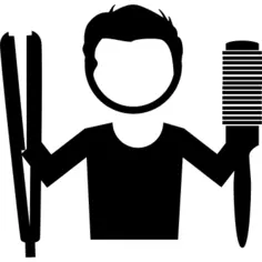 Hairdresser with tools for hair in his hands