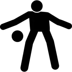 Football frontal standing player with the ball