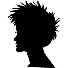 Woman head with short hair silhouette