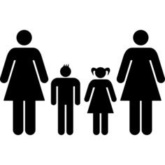 Familiar group of two mothers one son and one daughter