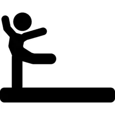 Individual gym practice black silhouette posture of a gymnast with raised arms and one leg back