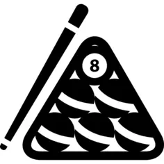 Billiard balls set inside the triangle and the stick at one side