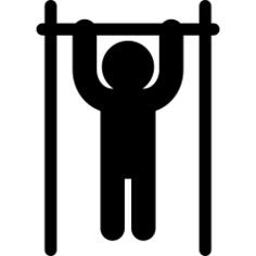 Gymnast using hand bar