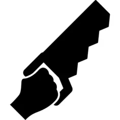 Hand holding up a saw