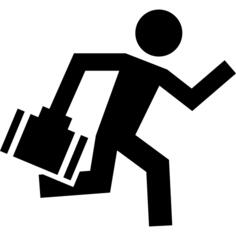 Worker running with suitcase