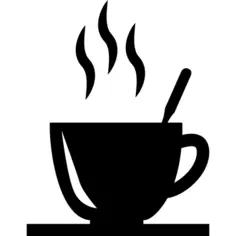 Hot coffee cup with spoon in it