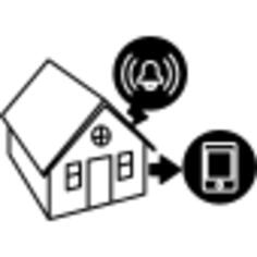 House protected by surveillance system with alarm connected to cellphone