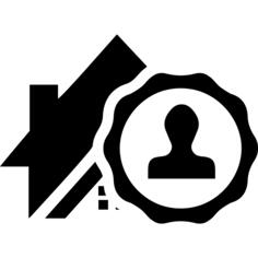 Real estate business symbol of a house with owner on a badge