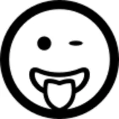 Winking emoticon smiling face with tongue out of the mouth in square rounded outline shape