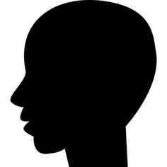 Man black bald head shape from side view