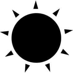 Sun black circular shape with small rays of triangles