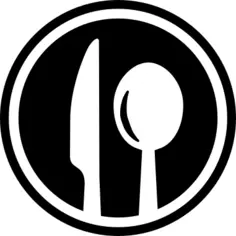 Restaurant cutlery circular interface symbol with a knife and a spoon