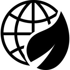 Planet grid with a leaf international ecological symbol