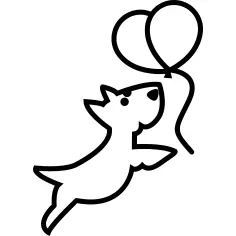 Dog outline chasing balloons