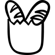 Baguettes in shopping bag outline