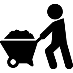 Silhouette pushing wheelbarrow