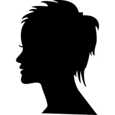 Short female hair on side view woman head silhouette