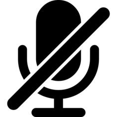Microphone with slash interface symbol for mute audio