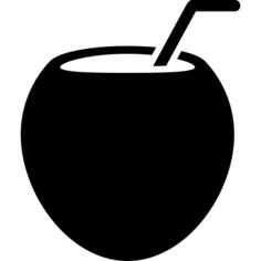 Coconut fruit drink with straw